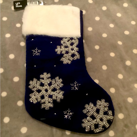 BNWT Set of 4 Navy blue  sequinned beaded Christmas Stockings - Picture 3 of 8
